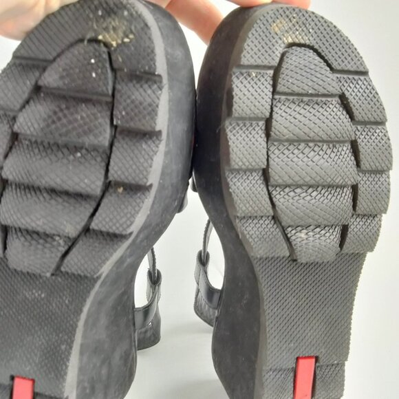 Prada Black 90s Criss Cross Platform Sandals 39.5 9.5 - Picture 9 of 9